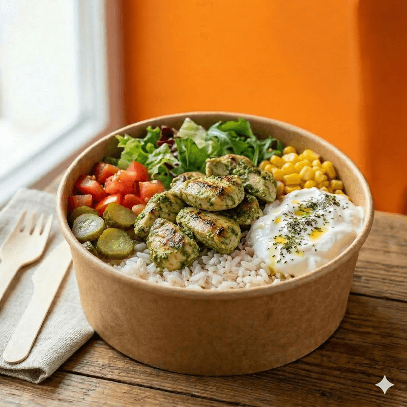 Pesto Soslu Tavuk Bowl
